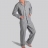 Pyjama: veste col chemise et pantalon à rayures