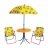Salon de jardin enfant table + 2 chaises pliantes + un parasol jaune