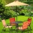 Salon de jardin table 80 cm + 4 chaises pliables et parasol diam. 1,80 m