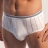 Slip taille haute ouvert à fines rayures blanc