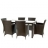 Table de jardin rectangulaire en resine tressee - 6 fauteuils couleur chocolat