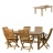 Table de jardin rectangulaire extensible a rallonges en teck categorie A et 6 chaises avec accoudoirs.