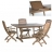 Table de jardin rectangulaire extensible integralement en microteck et 4 chaises avec accoudoirs, pliables