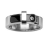 Bague acier et résine noire motif Ceinture stylisée