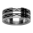 Bague acier motif vagues sur résine noire