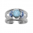 Bague argent rhodié enfant bonbon bleu - réglable