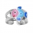 Bague argent rhodié enfant poisson bleu et rose - réglable