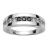 Bague argent rhodié rail pierres noires et blanches