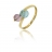 Bague or, améthyste et topaze bleue