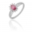 Bague or gris, diamant et rubis