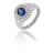 Bague or gris, diamant et saphir