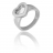 Bague or gris et diamant coeur vitré