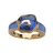Bague plaqué or et résine motif fleur bleue