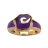Bague plaqué or et résine motif fleur mauve