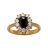Bague plaqué or solitaire noir couronné de zirconias blancs
