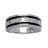Bague style alliance 2 filets noirs + oxyde argent rhodié tail