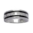 Bague style alliance 2 filets noirs + oxyde argent rhodié tail