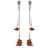 Boucle d'oreilles tige argent 2 tubes ambre véritable