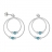 Boucles d'oreille 2 cercles + pierres bleu ciel argent