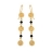 Boucles d'oreille 3 ronds metal martelé + 2 pierres noires frem