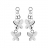 Boucles d'oreille argent rhodié pendant chainettes et papillons