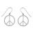Boucles d'oreille crochet argent rhodié symbole peace and love