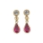 Boucles d'oreille goutte rose + clou oxyde blanc plaqué or