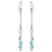 Boucles d'oreille longue pierre bleue en goutte fermoir crochet