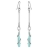 Boucles d'oreille longue pierre bleue en goutte fermoir crochet