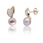 Boucles d'oreille or quartz et perle rose