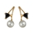 Boucles d'oreille pierre noire + perle blanche fermoir poussett