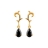 Boucles d'oreille plaqué or petit pendant zirconia noir taille p