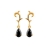 Boucles d'oreille plaqué or petit pendant zirconia noir taille p