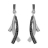 Boucles d'oreille tige argent rhodié 3 tiges pierres noires synt