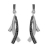 Boucles d'oreille tige argent rhodié 3 tiges pierres noires synt