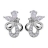 Boucles d'oreille tige argent rhodié avec motif fleurs pierres b