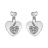 Boucles d'oreille tige argent rhodié double coeur avec nacre