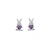 Boucles d'oreille tige argent rhodié lapin pierre violette
