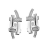 Boucles d'oreille tige argent rhodié motif carré et pierre ronde