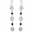 Boucles d'oreille.3 ronds metal martele+2 pierres noires fremoi