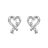 Boucles d'oreille.coeur decoupe + oxyde zirconium fermoir pouss
