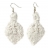 Boucles d'oreilles - Feuille - Blanche