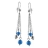 Boucles d'oreilles argent 3 chainettes et boules turquoise recon