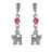 Boucles d'oreilles argent chat et pierre rose fermoir tige