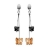 Boucles d'oreilles argent rhodié 2 papillons orange et noir ferm