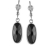 Boucles d'oreilles crochet acier pierre ovale noire