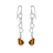 Boucles d'oreilles crochet argent motifs coeurs ambre véritable