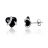 Boucles d'oreilles or blanc coeur onyx