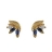 Boucles d'oreilles plaqué or 3 pierres blanches et bleu fermoir