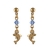 Boucles d'oreilles plaqué or dauphin et pierre bleue clair fermo